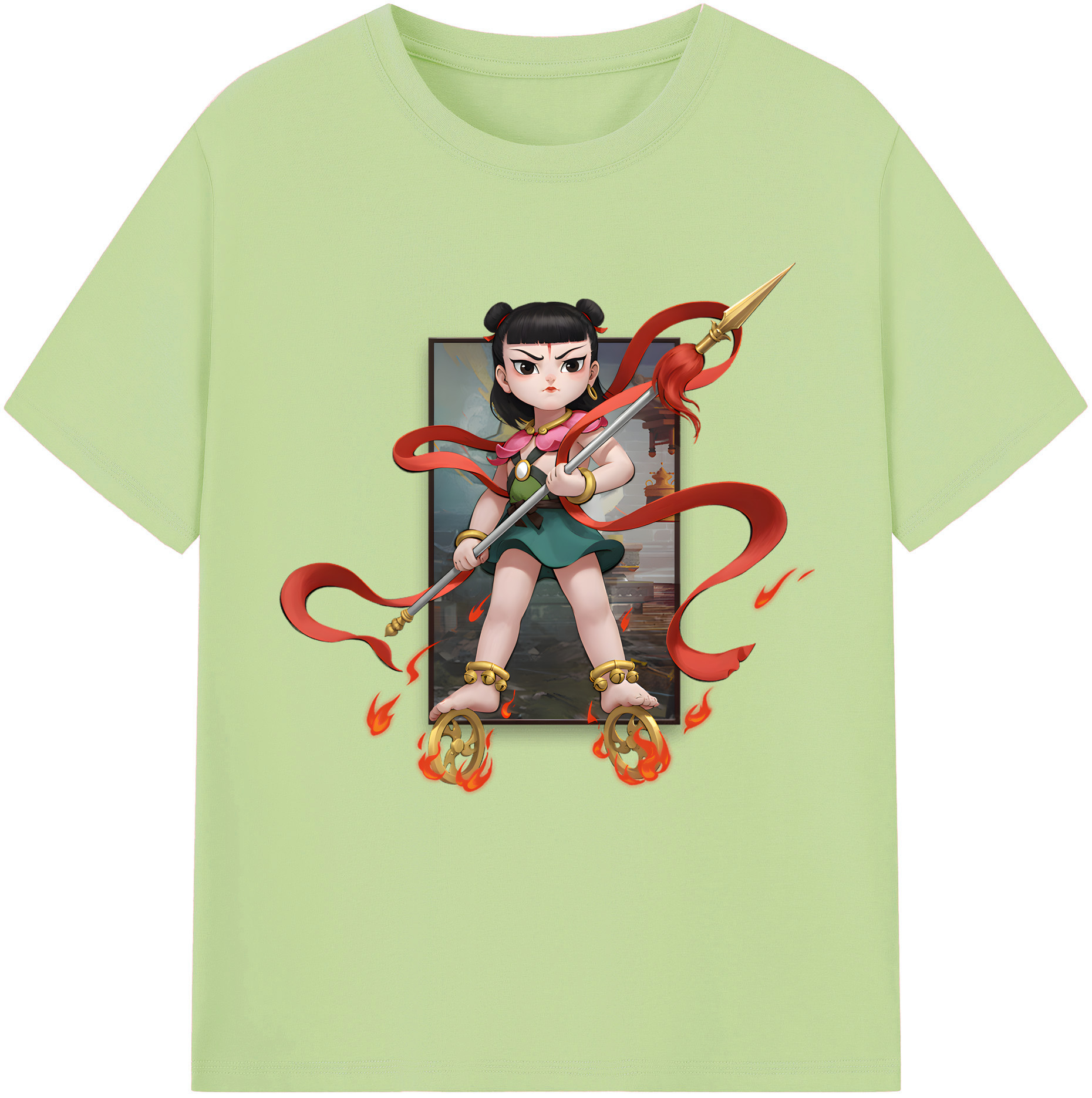 （画像用） Ne Zha 2 ナタ 魔童の大暴れ 綿100％半袖Tシャツ（フロントプリント）